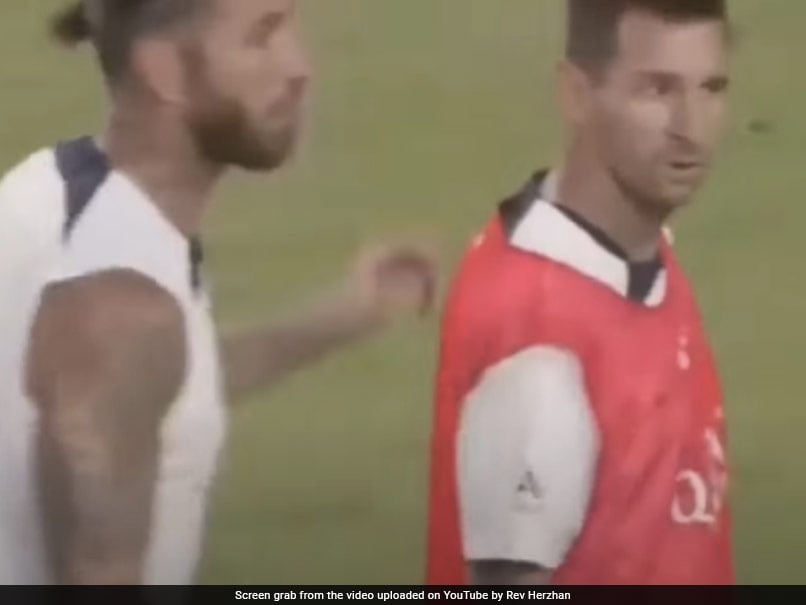Watch: Lionel Messi Gives Sergio Ramos The Stare After Spaniard Tackles Him In PSG Training